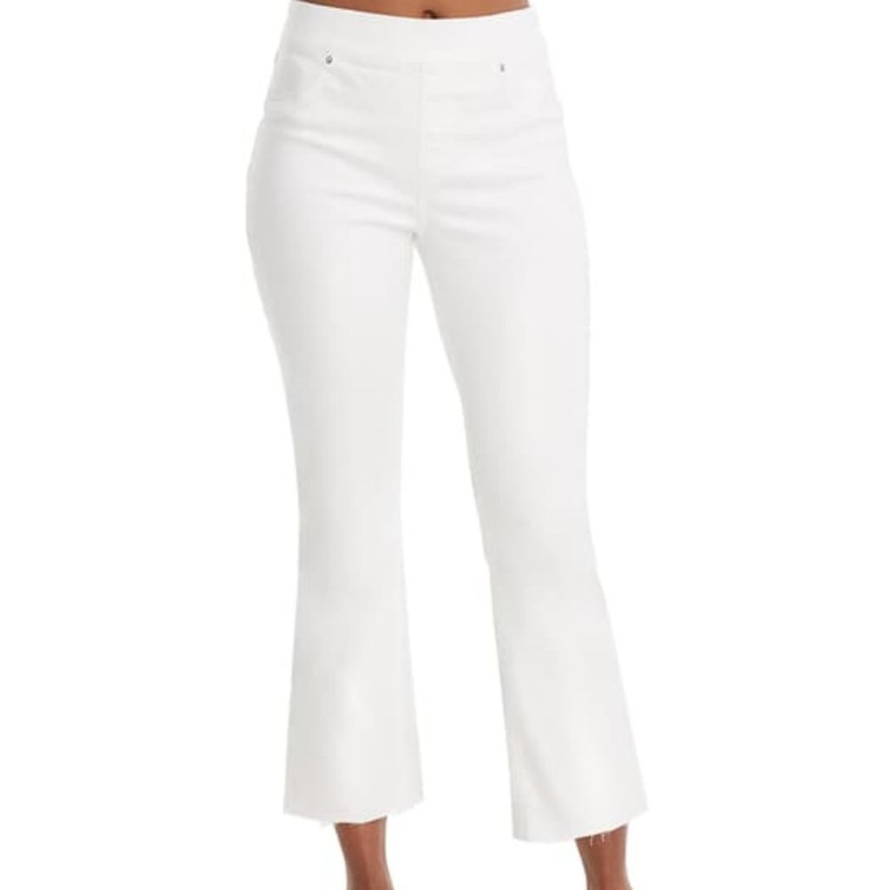 SPANX White Hi-Waisted Cropped Flare Jeggings